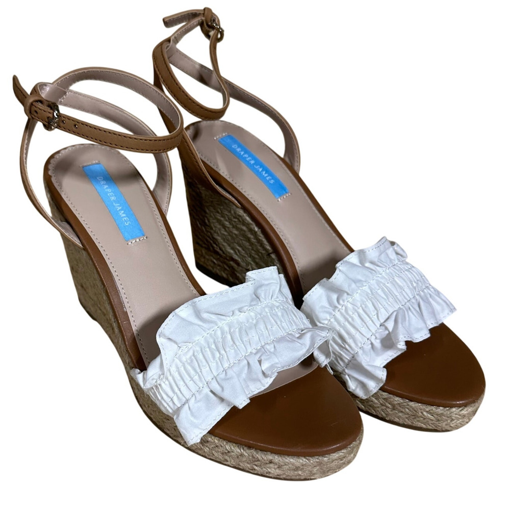 Draper James Espadrille Wedges Abigail White Women's Size 8 New in Box